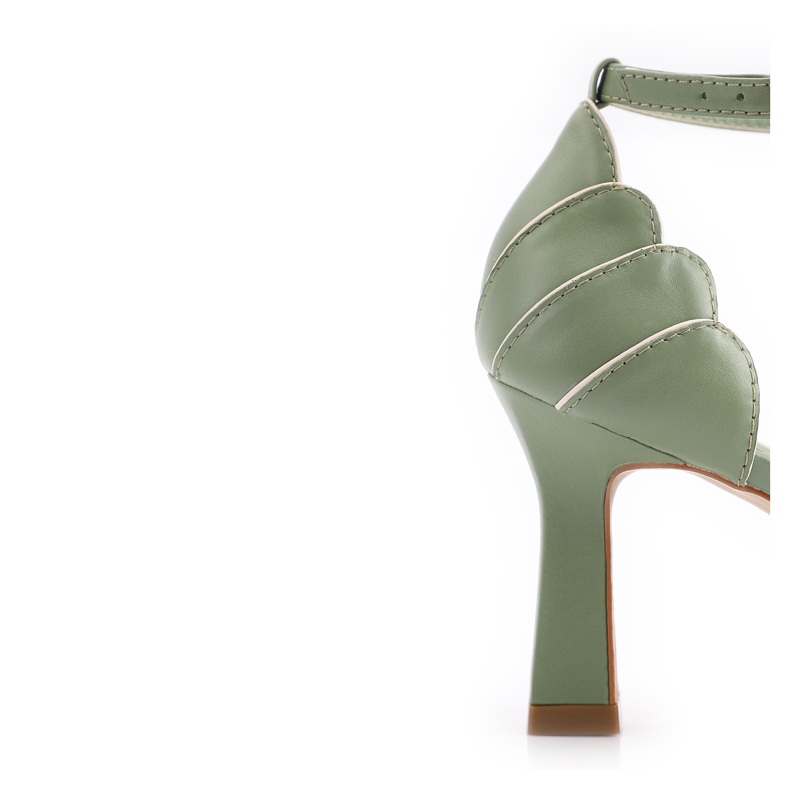 Peep Toe Couro Verde/Alt Off White