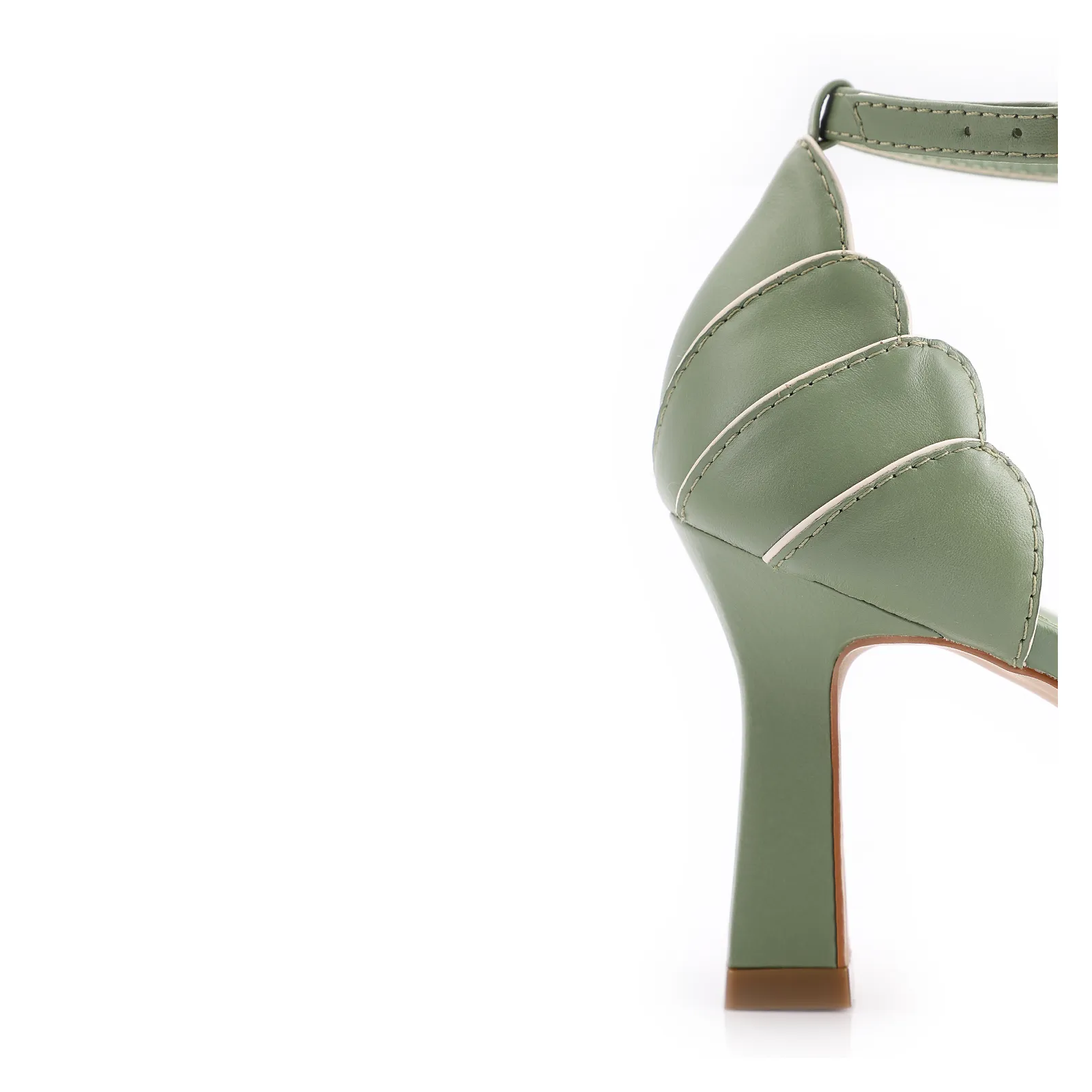 Peep Toe Couro Verde/Alt Off White