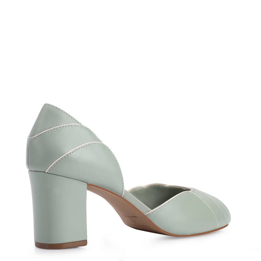 Peep Toe Couro Verde/Alt Off White - imagem 3