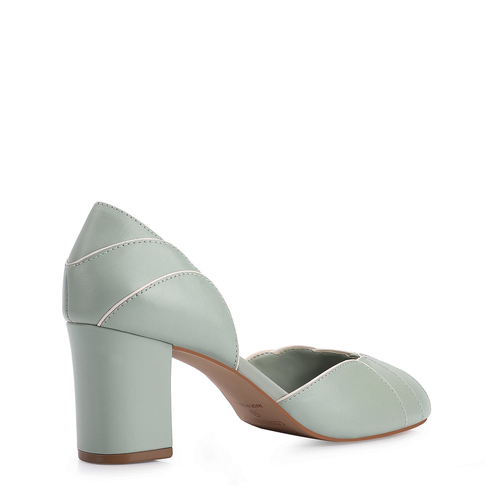 Peep Toe Couro Verde/Alt Off White