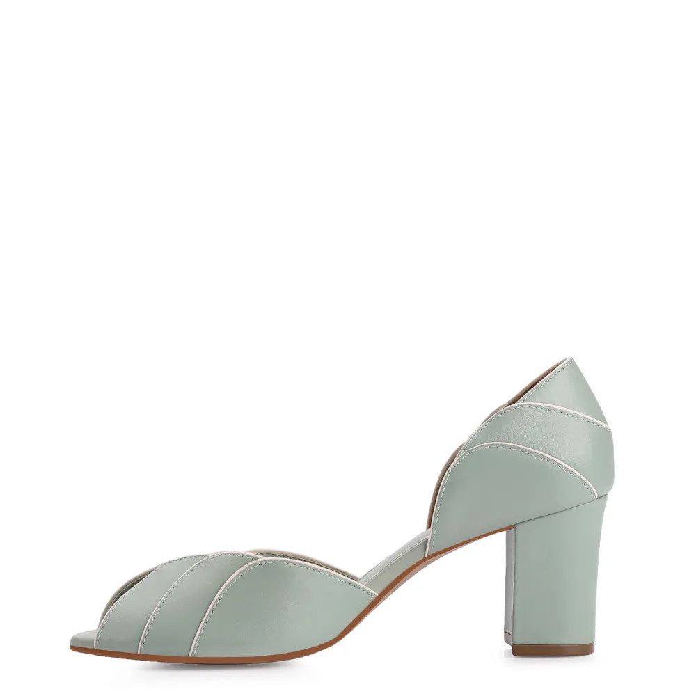 Peep Toe Couro Verde/Alt Off White - imagem 4