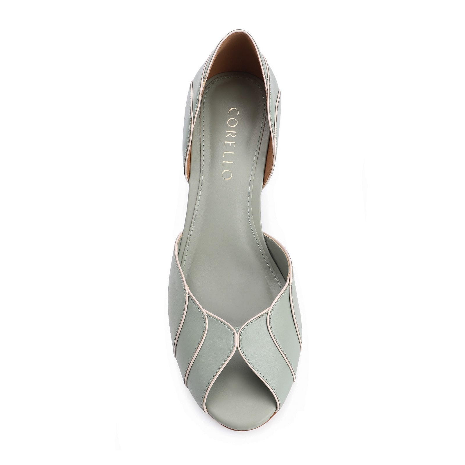 Peep Toe Couro Verde/Alt Off White