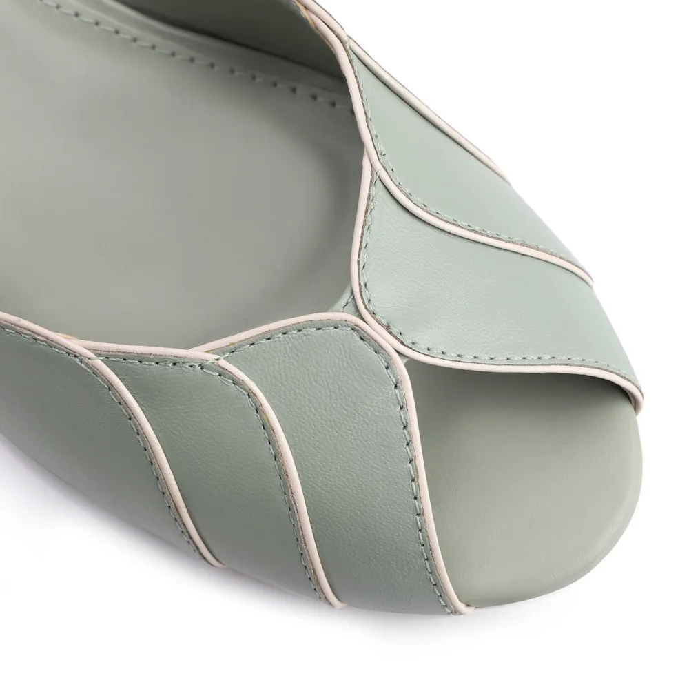 Peep Toe Couro Verde/Alt Off White - imagem 6