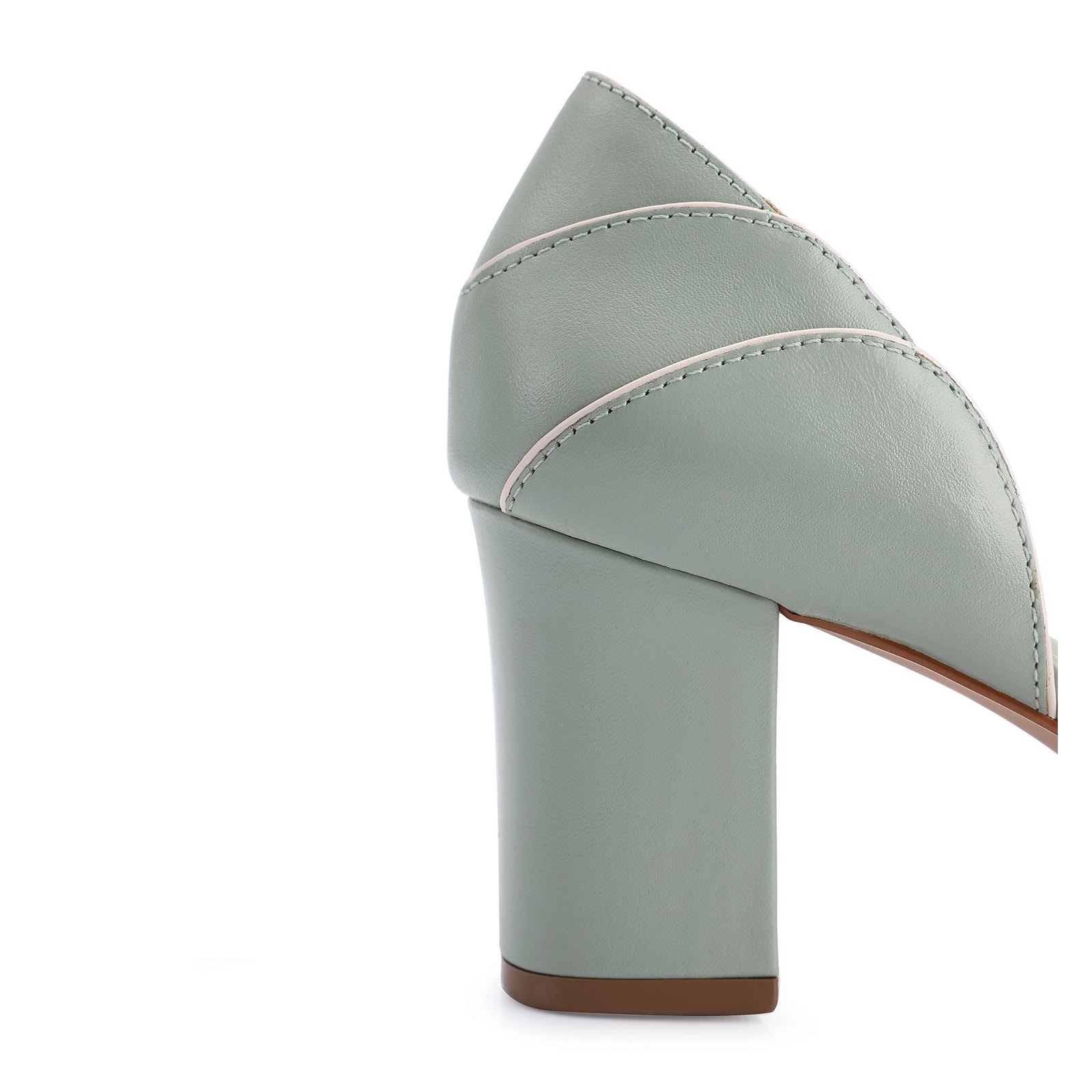 Peep Toe Couro Verde/Alt Off White