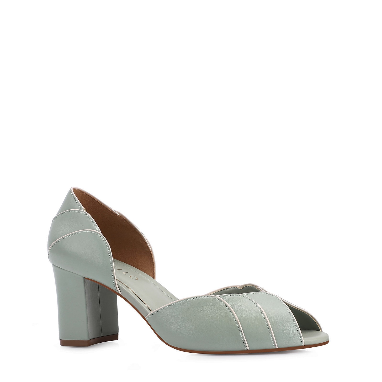 Peep Toe Couro Verde/Alt Off White