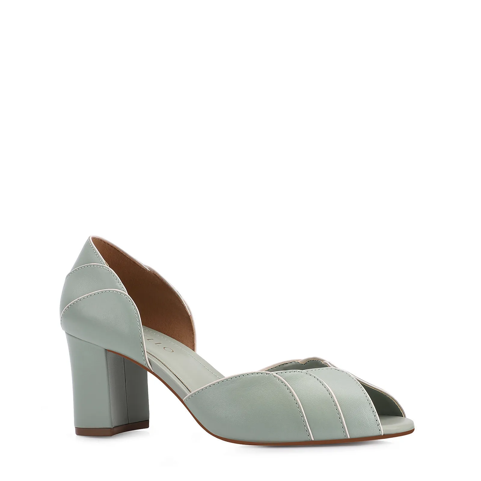 Peep Toe Couro Verde/Alt Off White