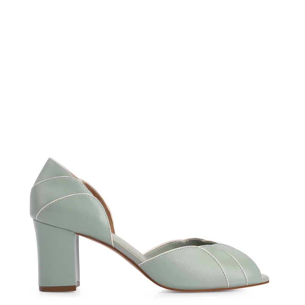 Peep Toe Couro Verde/Alt Off White - imagem 2