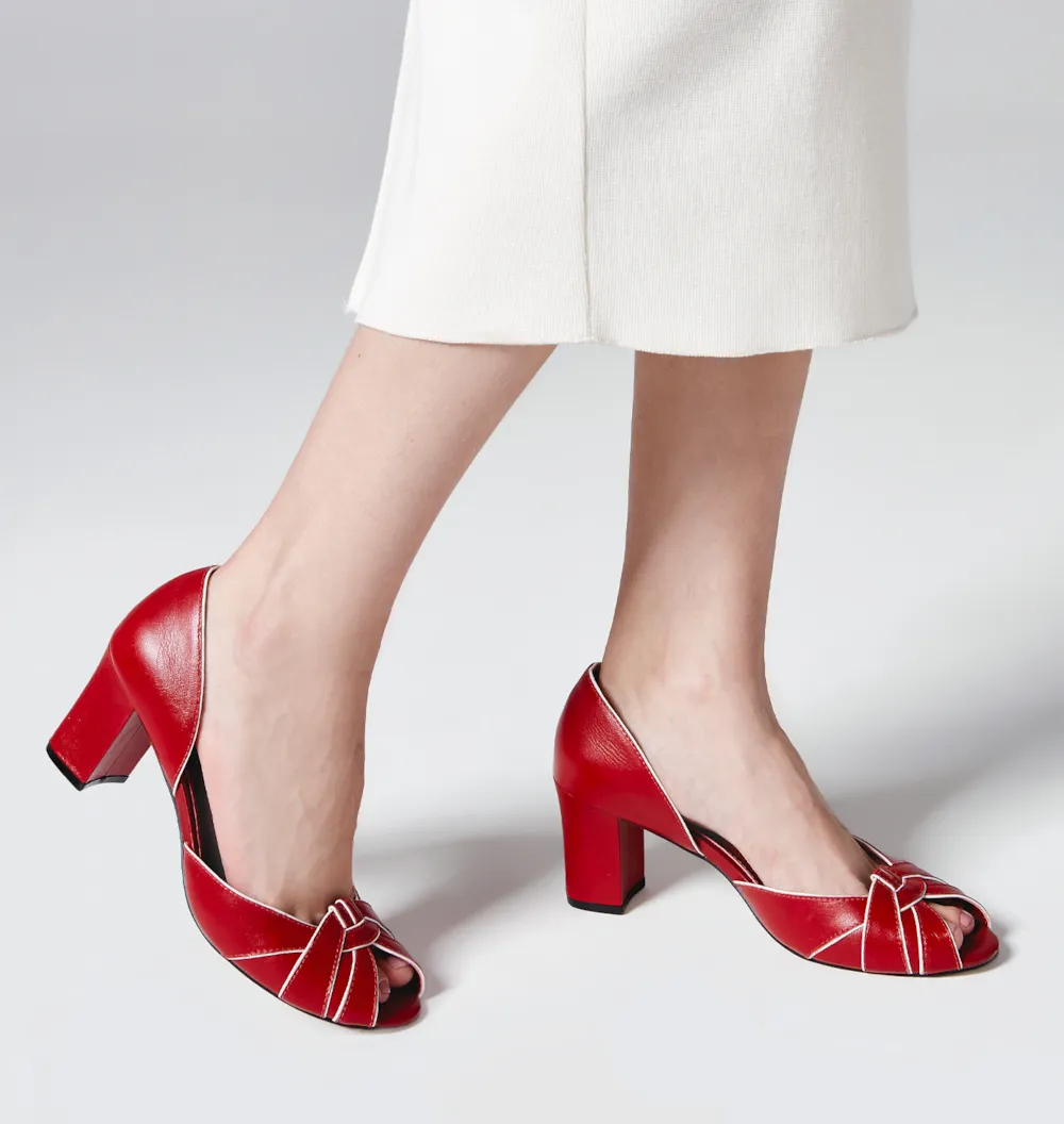 Peep Toe Couro Vermelho - imagem 2