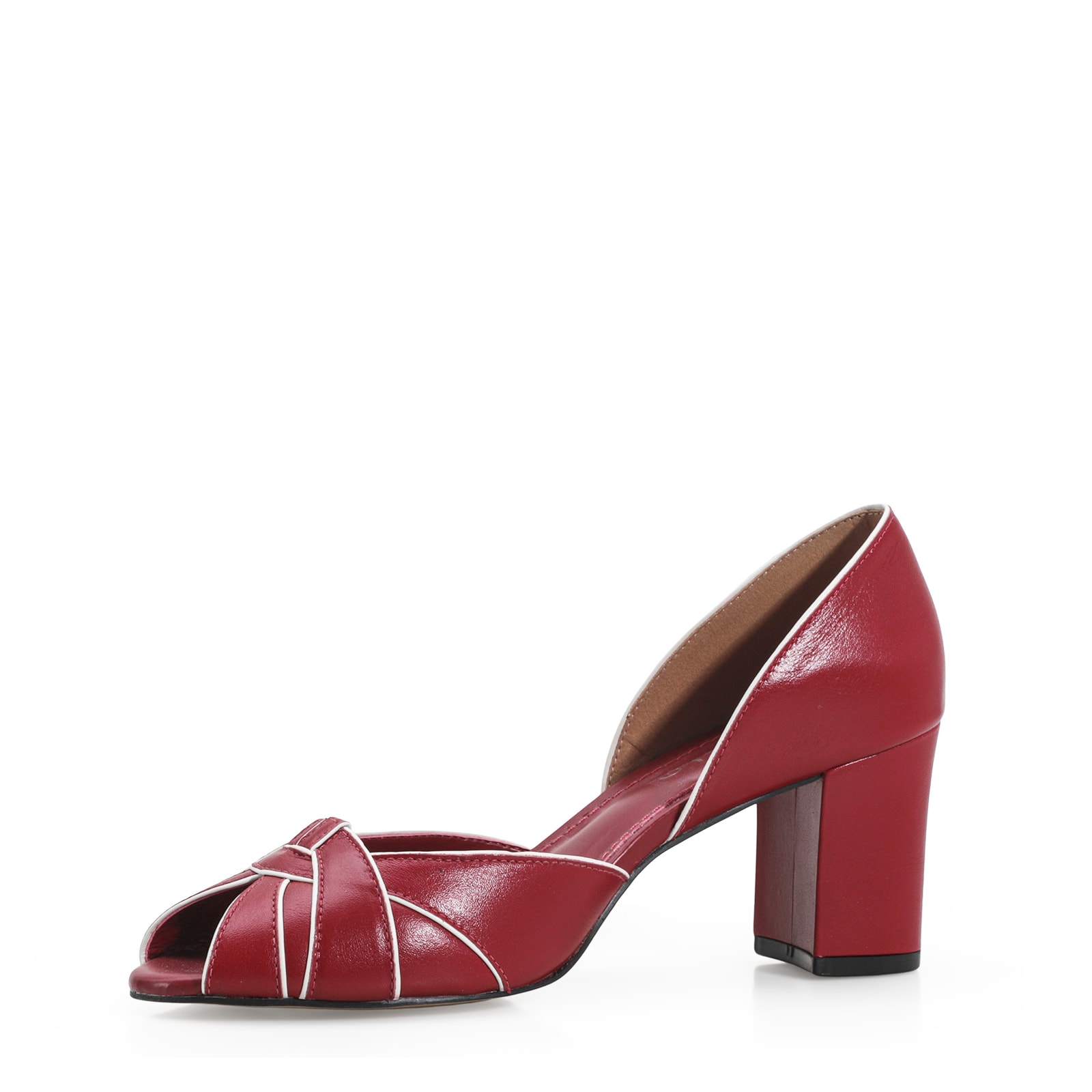 Peep Toe Couro Vermelho