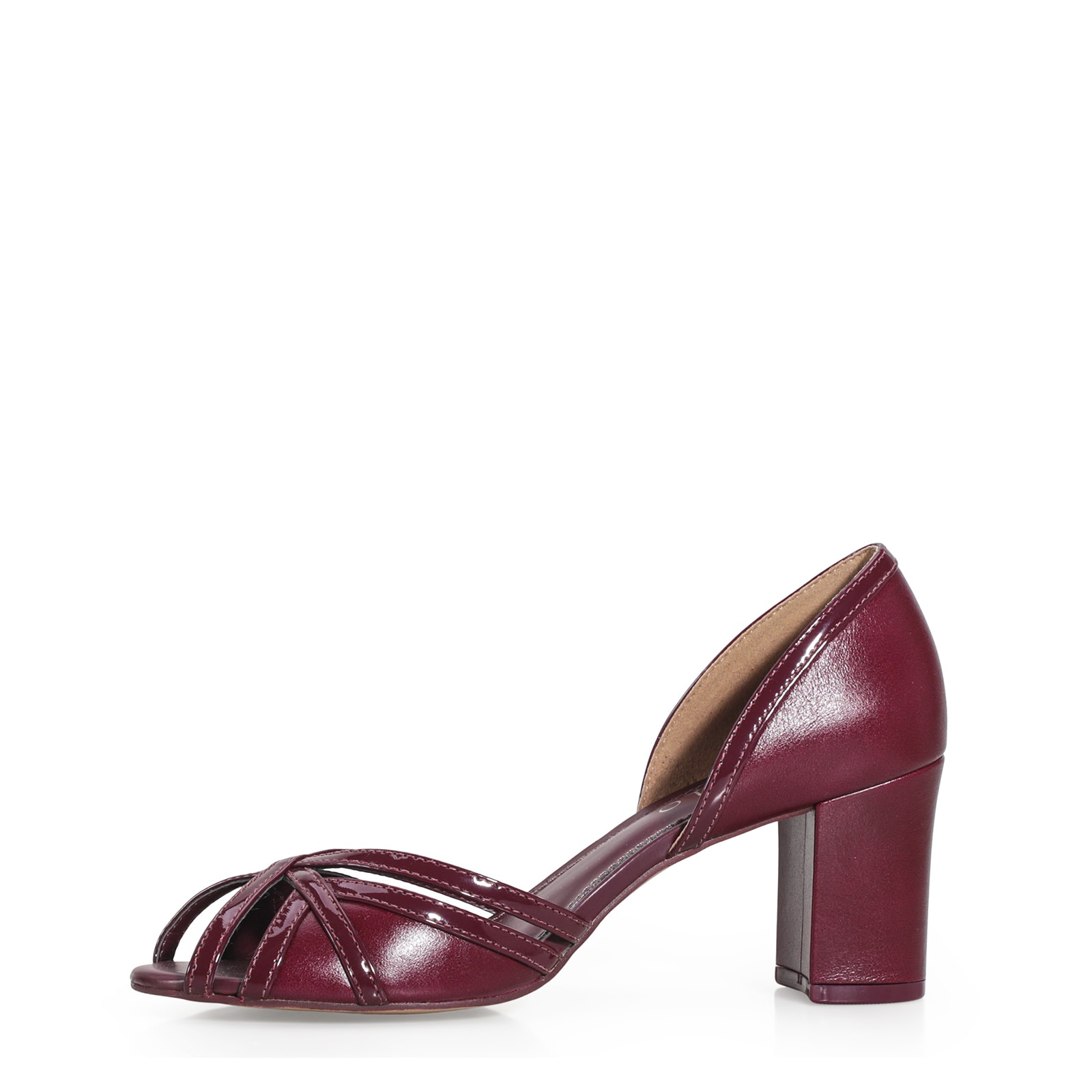Peep Toe Couro/Verniz Vinho