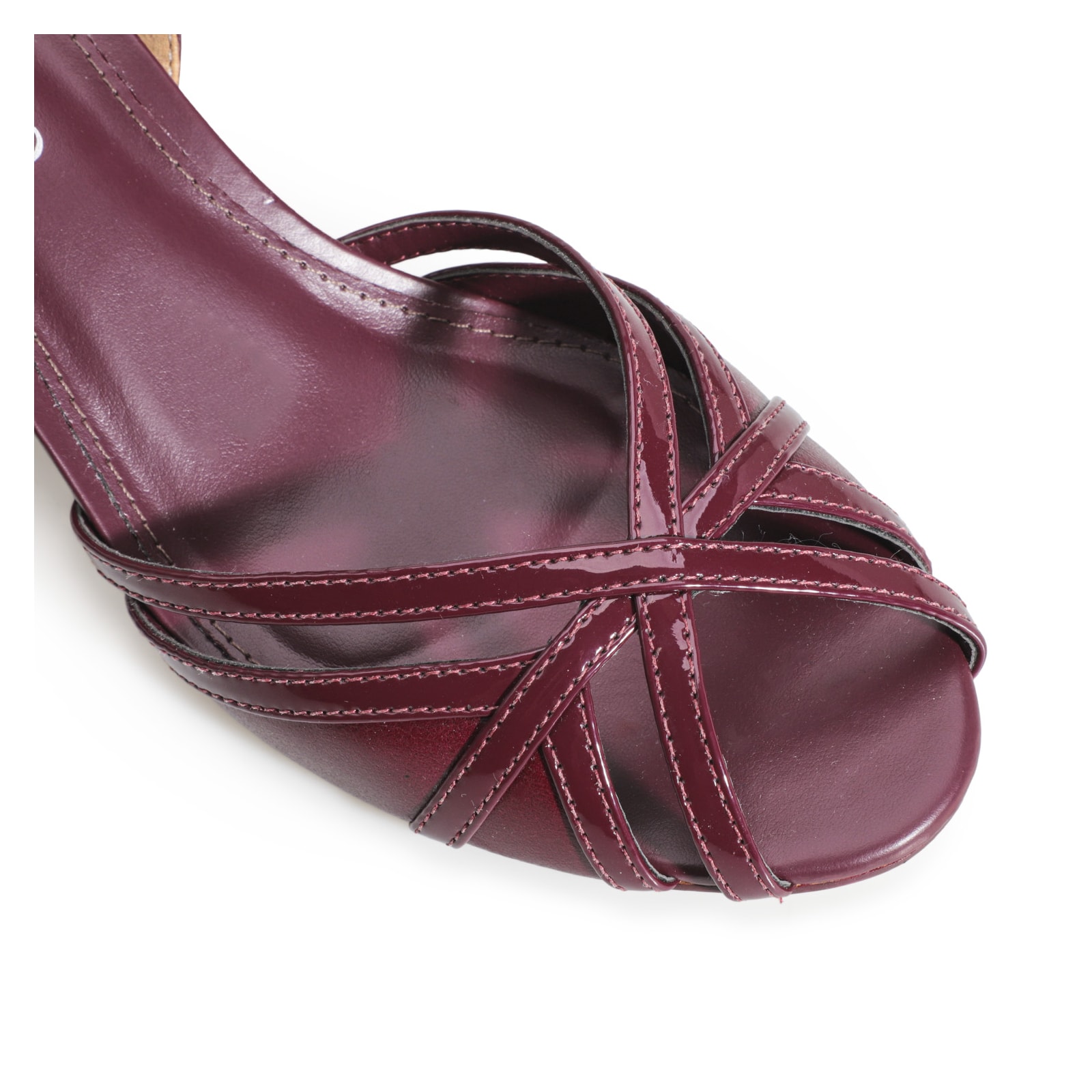 Peep Toe Couro/Verniz Vinho