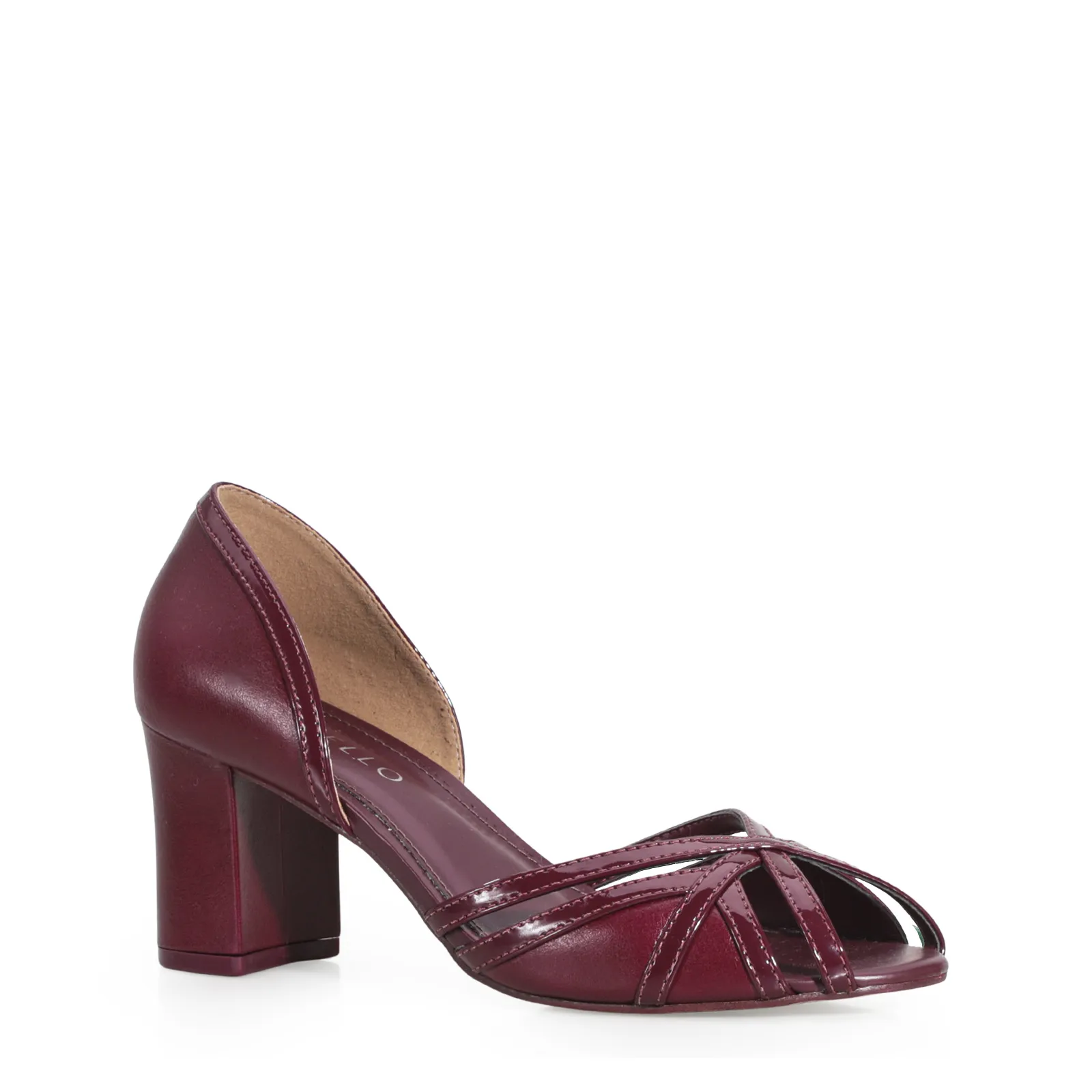 Peep Toe Couro/Verniz Vinho
