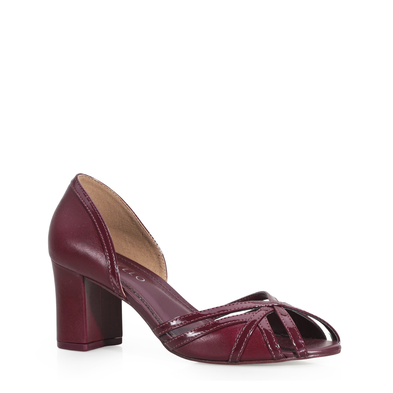 Peep Toe Couro/Verniz Vinho