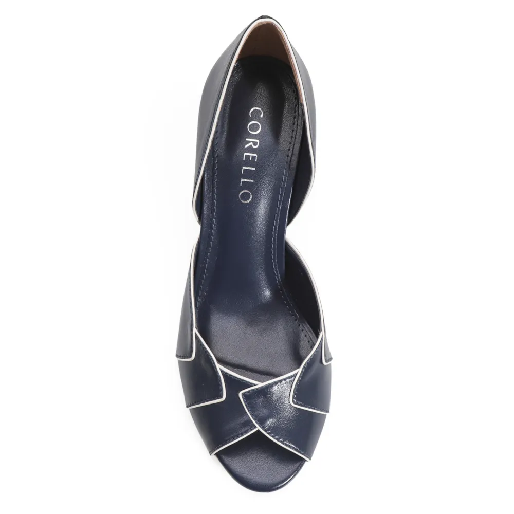 Peep Toe Details Couro Azul/Off White - imagem 5