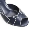 Peep Toe Details Couro Azul/Off White - imagem 6