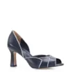 Peep Toe Details Couro Azul/Off White - imagem 1