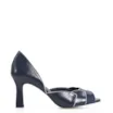 Peep Toe Details Couro Azul/Off White - imagem 2