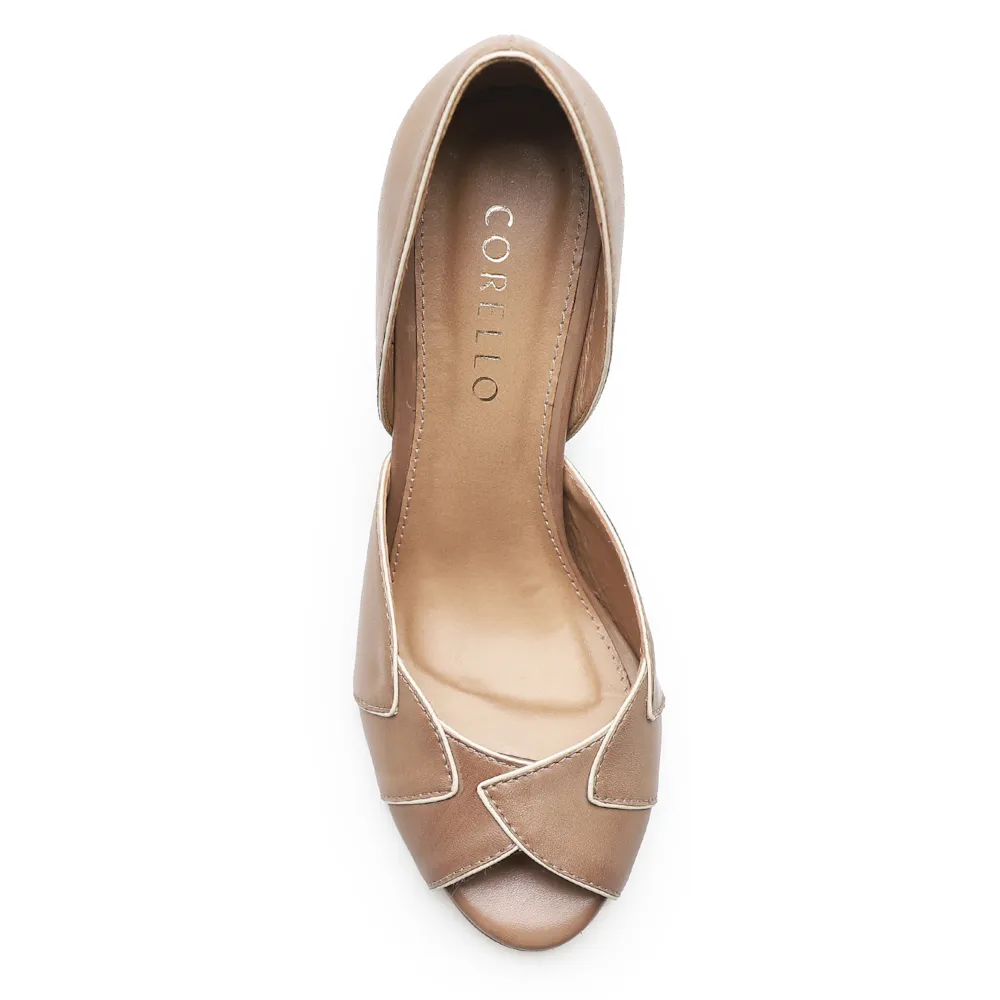 Peep Toe Details Couro Bege - imagem 4