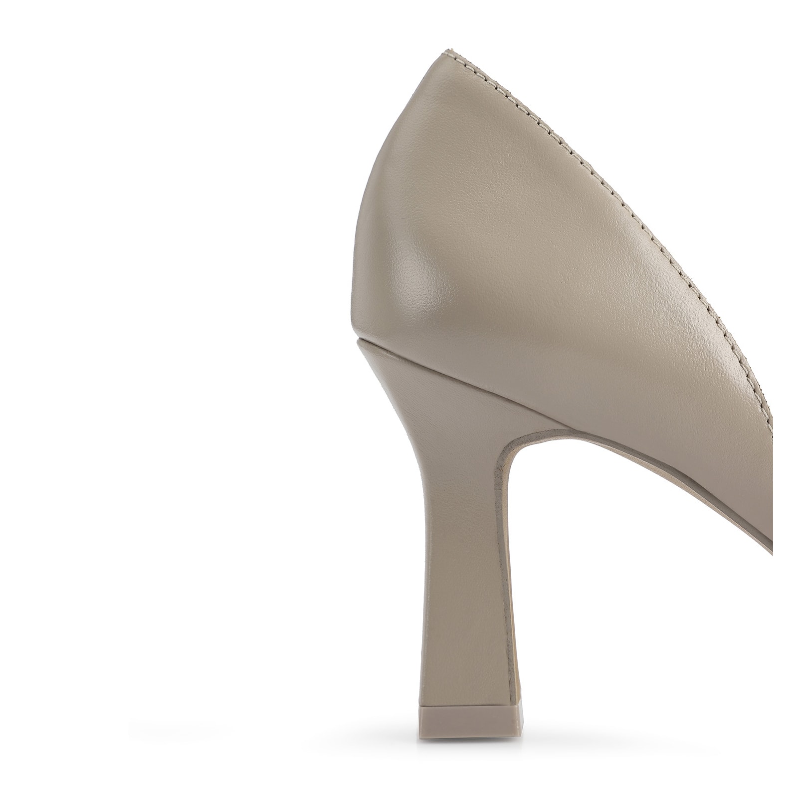 Peep Toe Details Couro Bege/Alt Off White