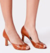 Peep Toe Details Couro Caramelo - imagem 2