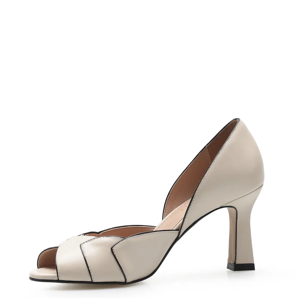 Peep Toe Details Couro Off White - imagem 4