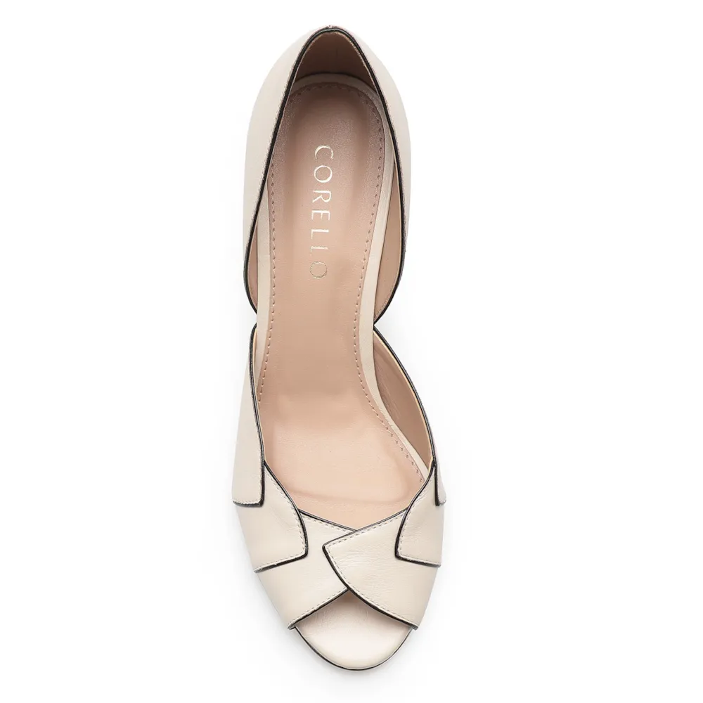 Peep Toe Details Couro Off White - imagem 5