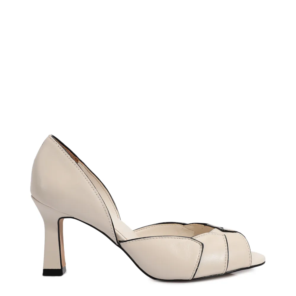 Peep Toe Details Couro Off White - imagem 3