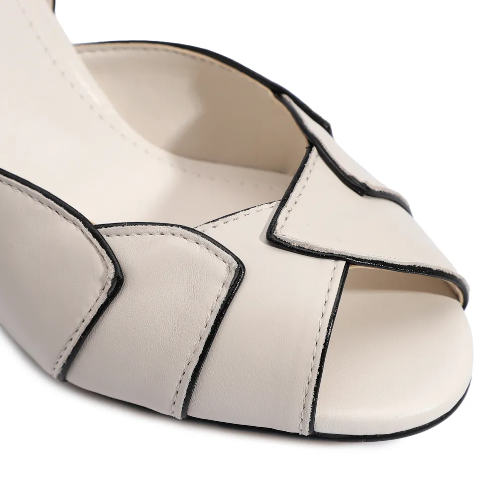Peep Toe Details Couro Off White - imagem 7