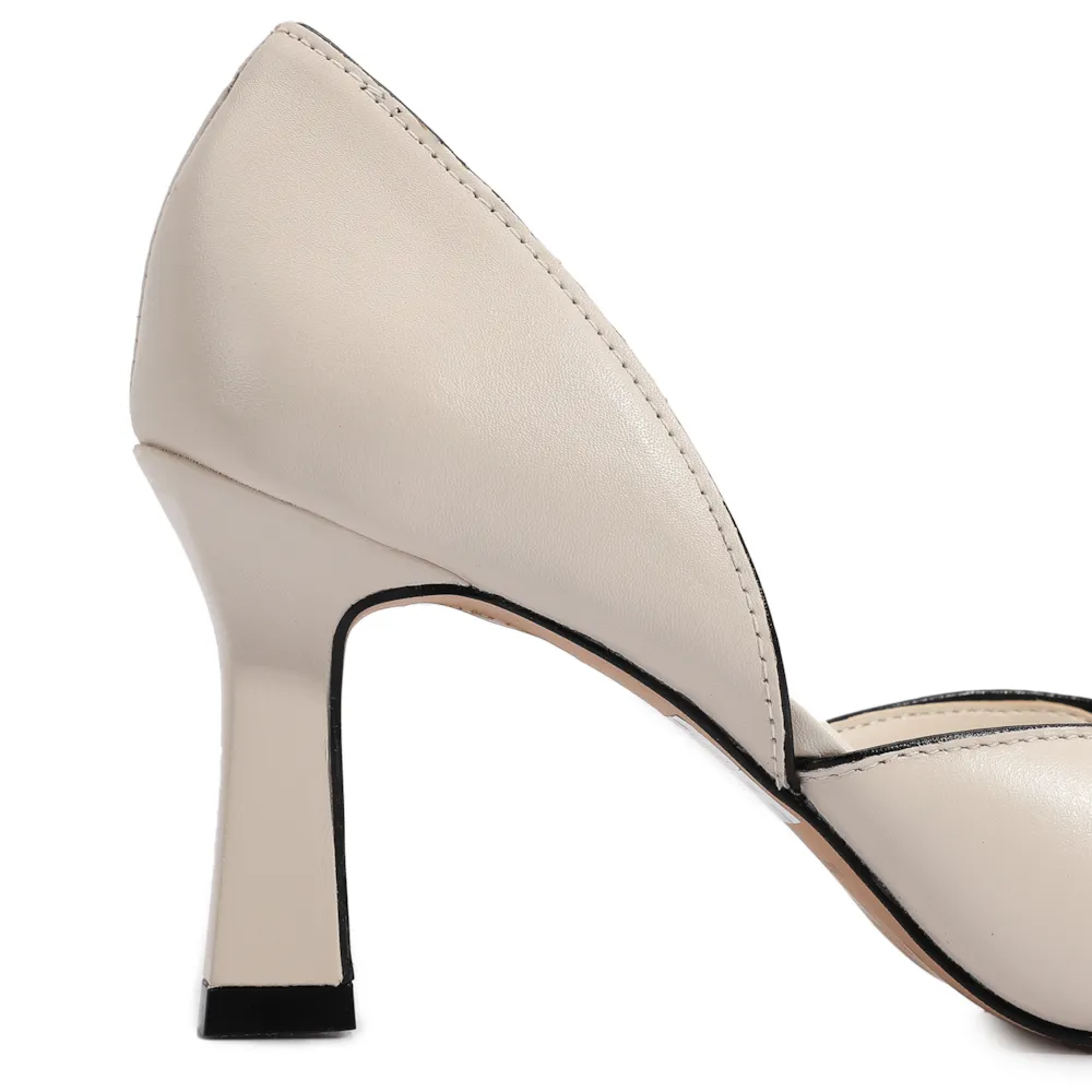Peep Toe Details Couro Off White - imagem 9