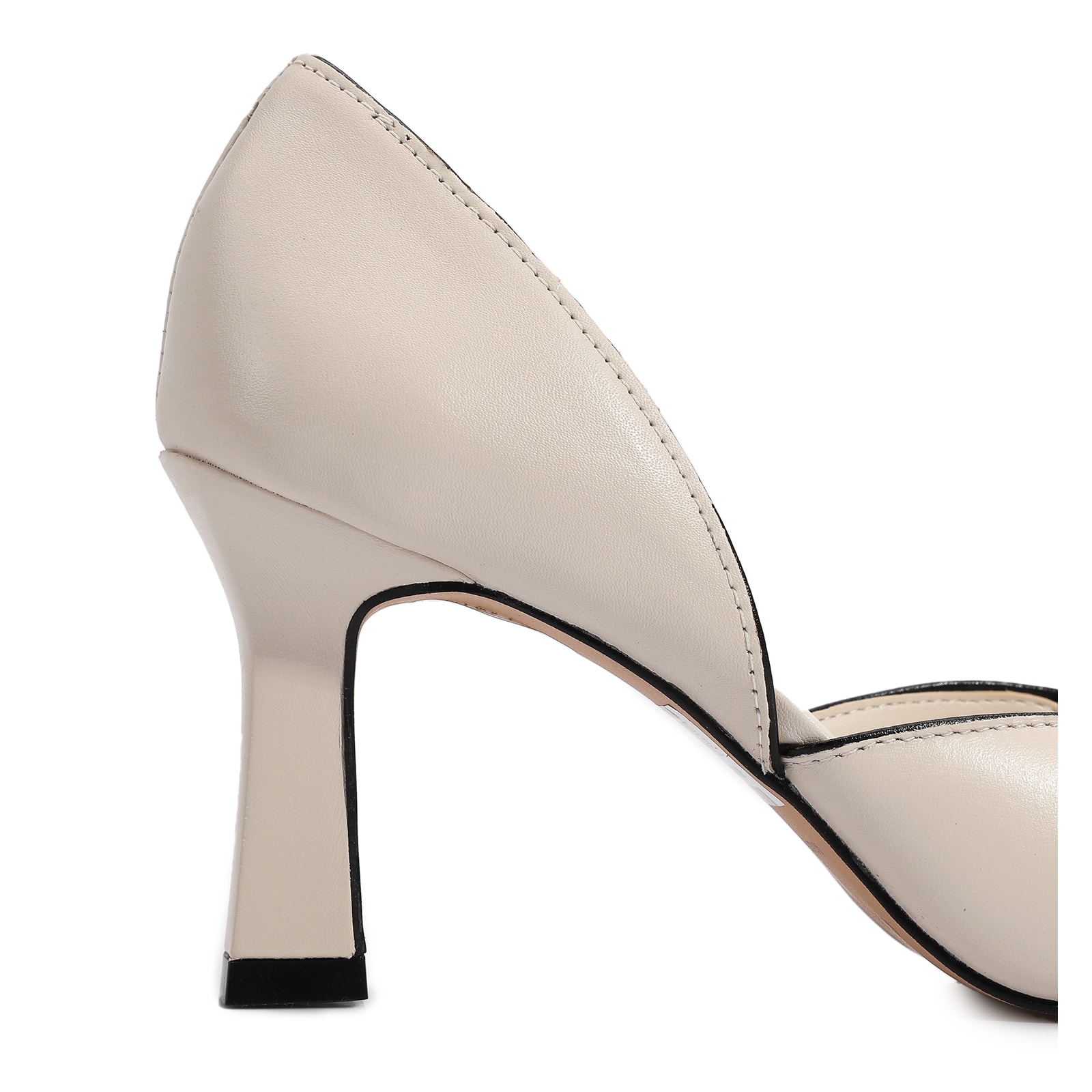 Peep Toe Details Couro Off White