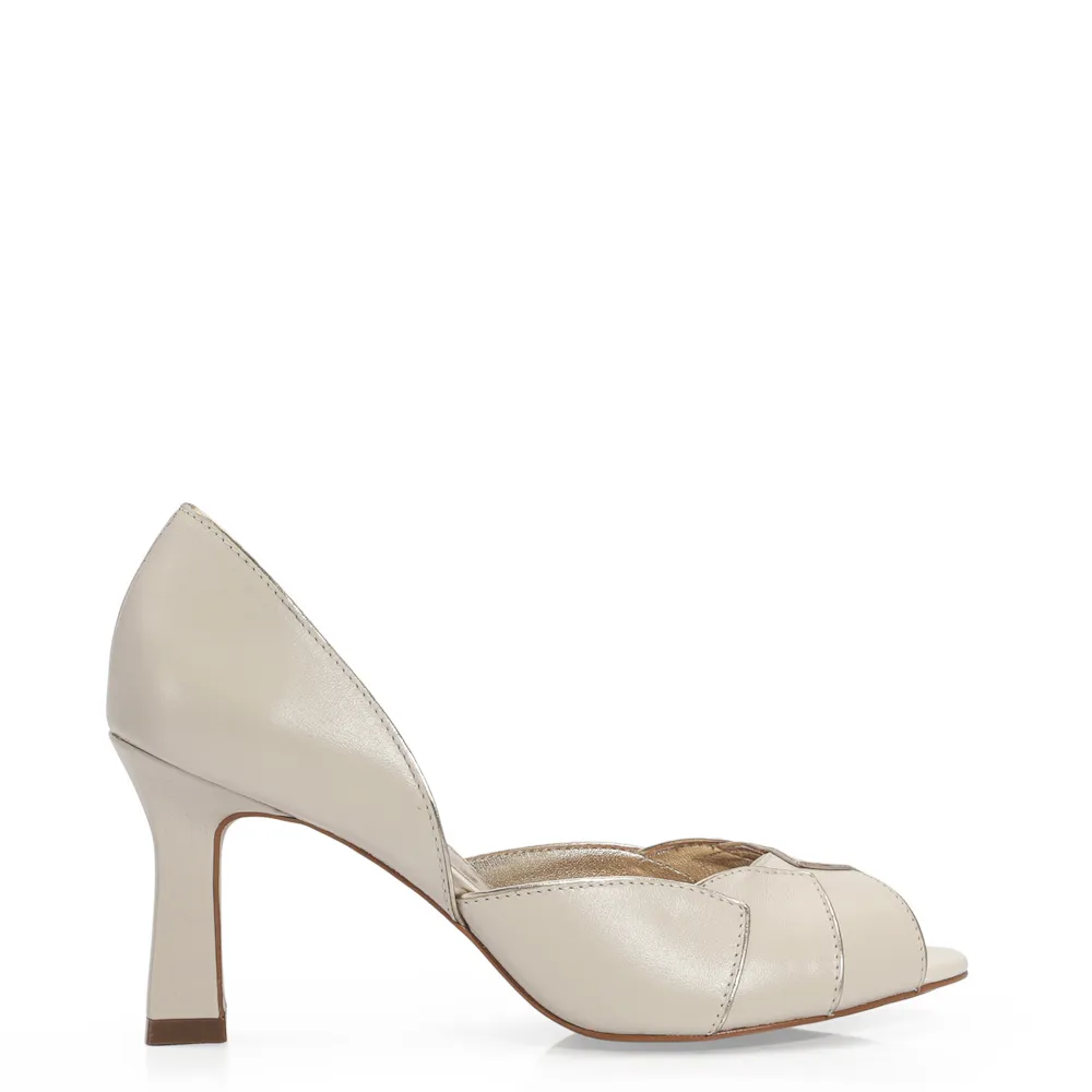 Peep Toe Details Couro Off White/Champagne - imagem 3