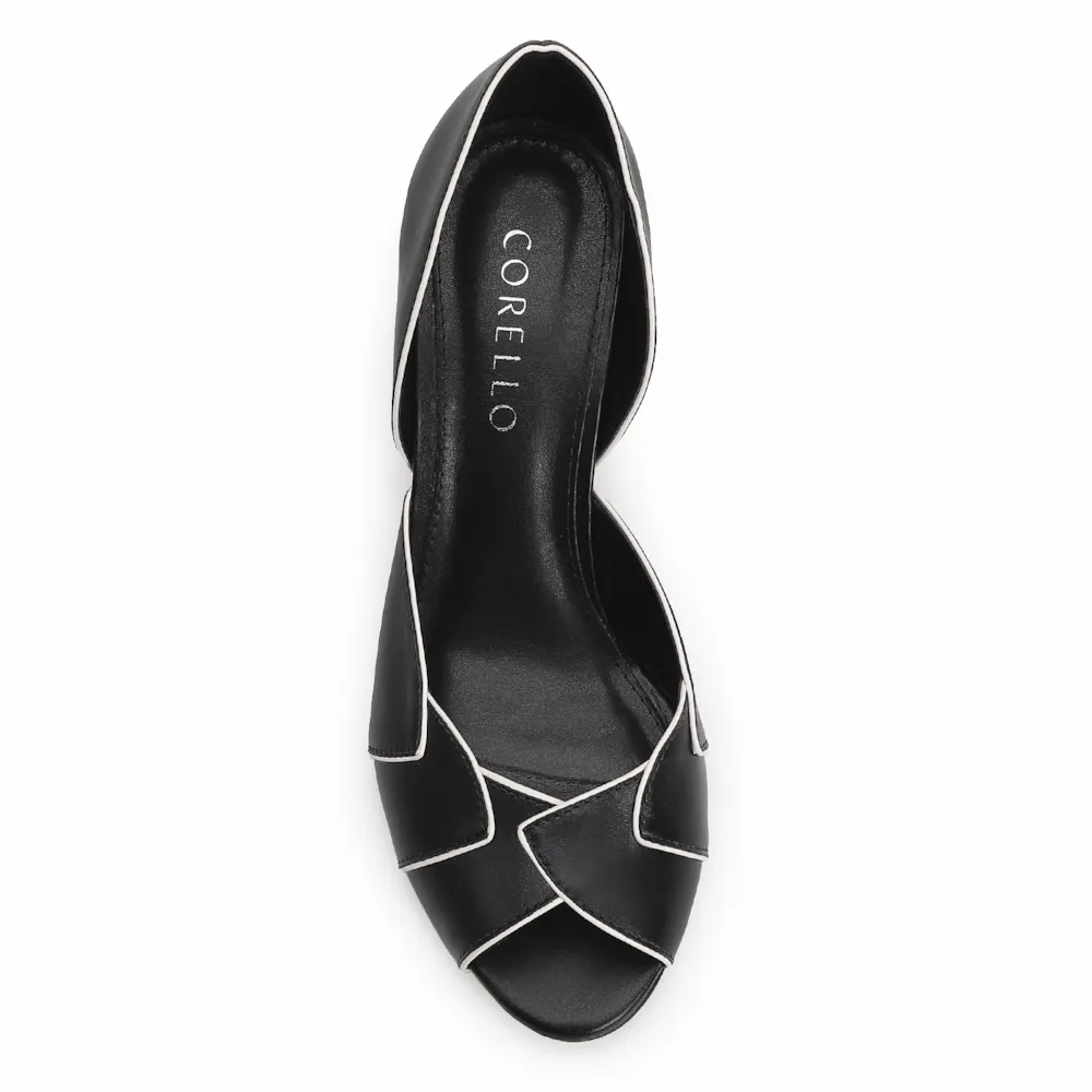 Peep Toe Details Couro Preto/Off White - imagem 5