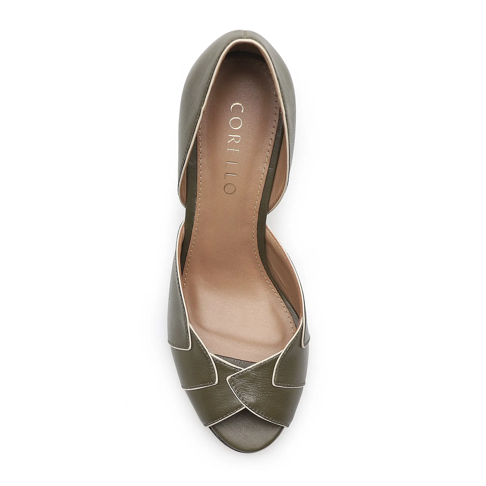 Peep Toe Details Couro Verde