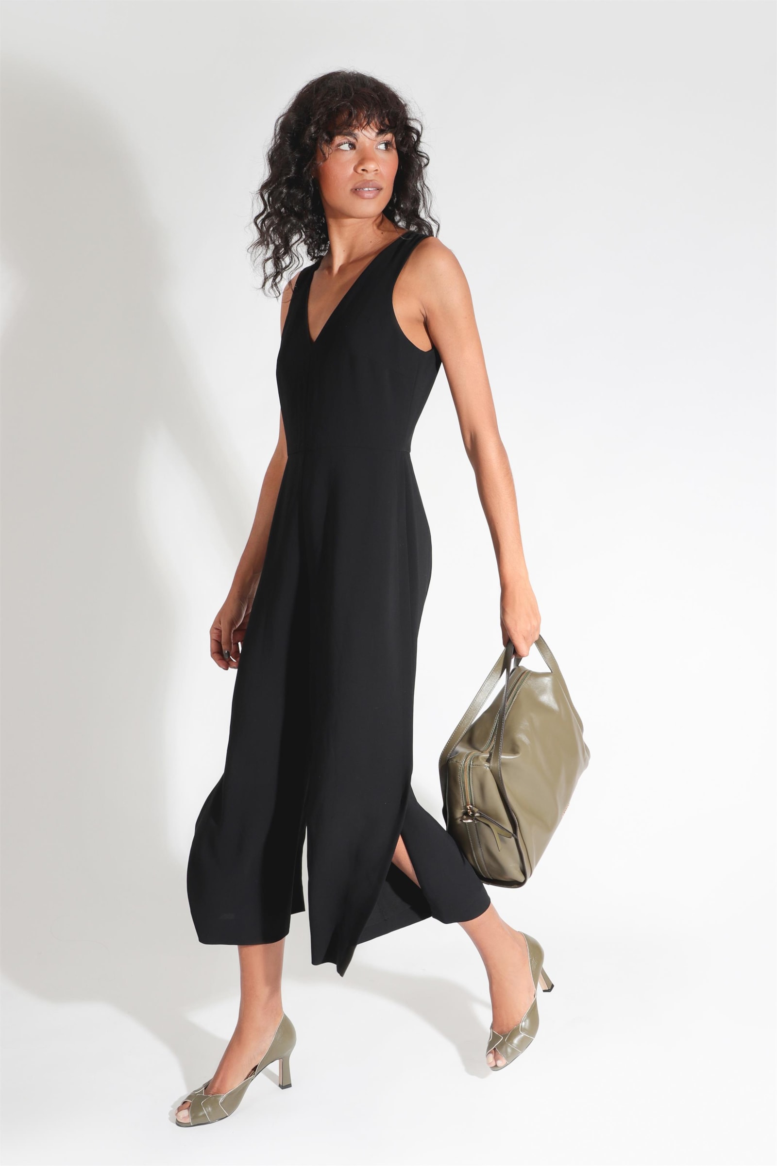 Peep Toe Details Couro Verde