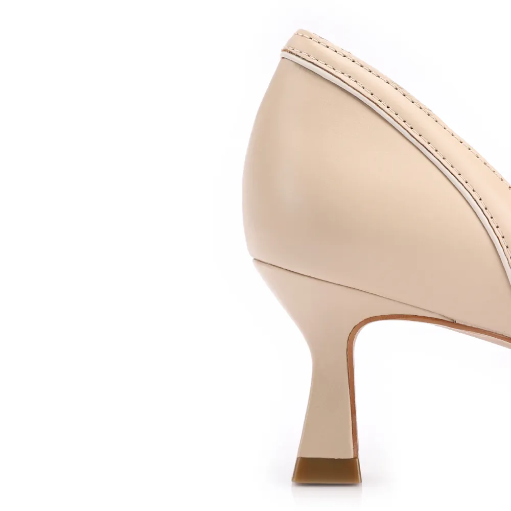 Peep Toe Kitten Couro Bege/Off White - imagem 7
