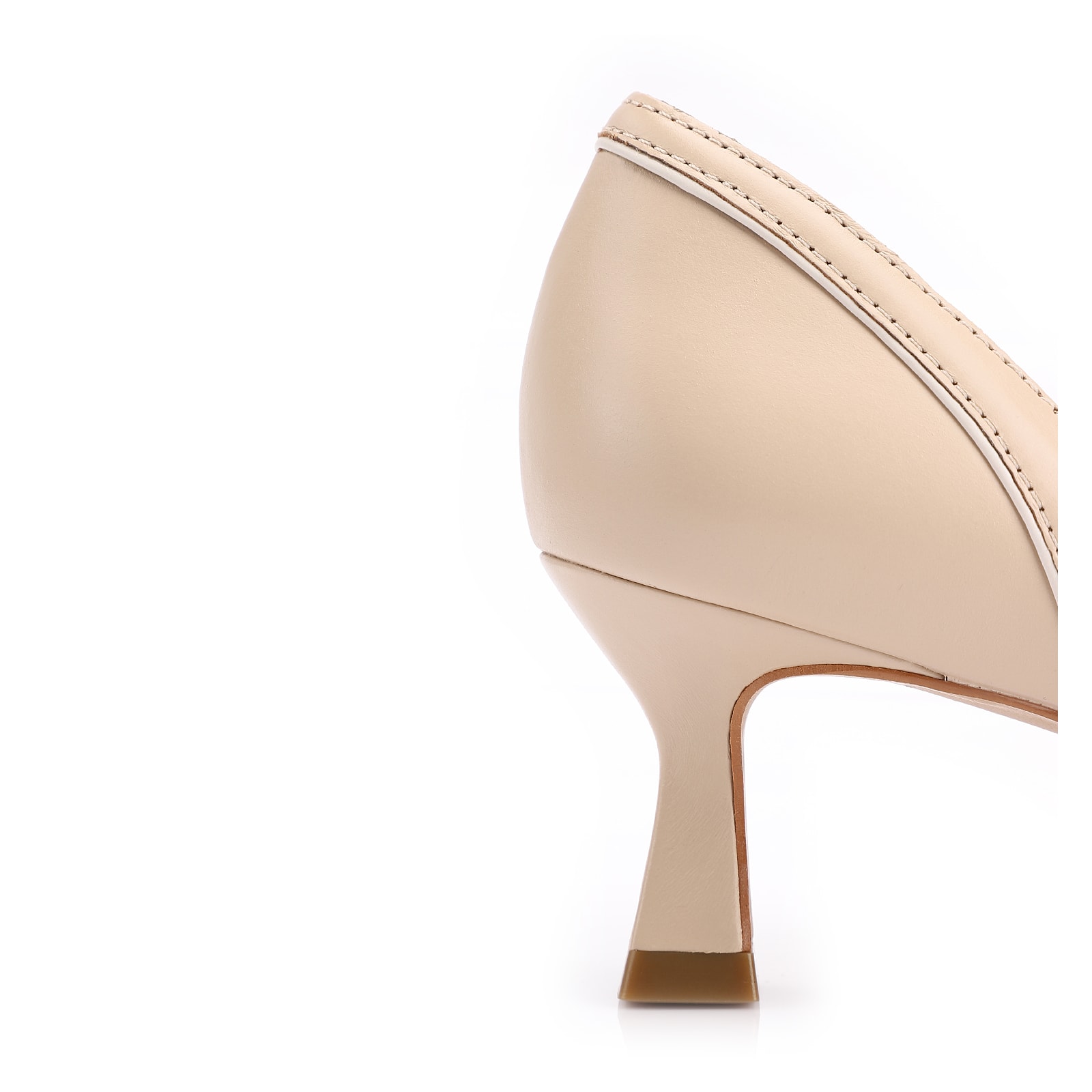 Peep Toe Kitten Couro Bege/Off White