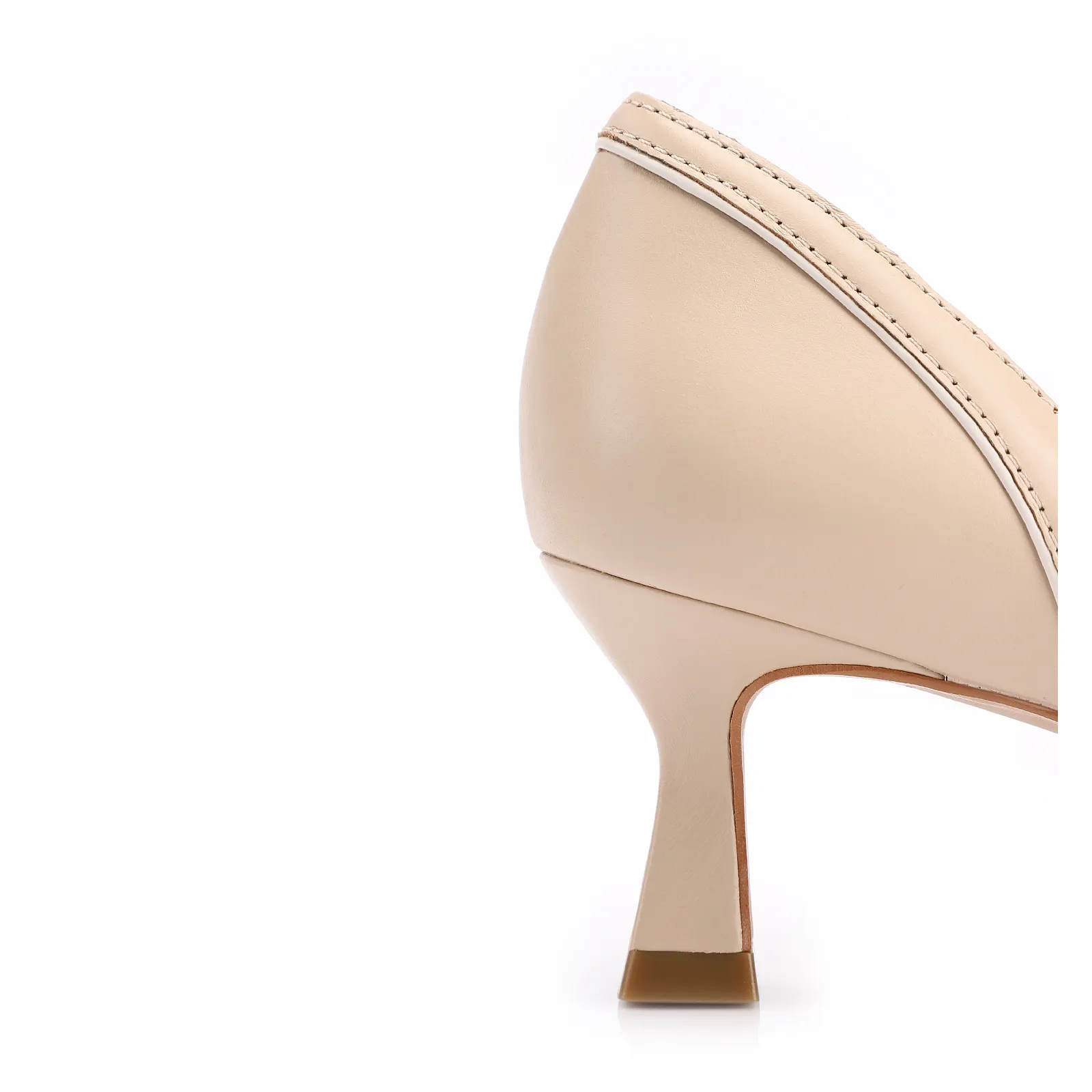 Peep Toe Kitten Couro Bege/Off White