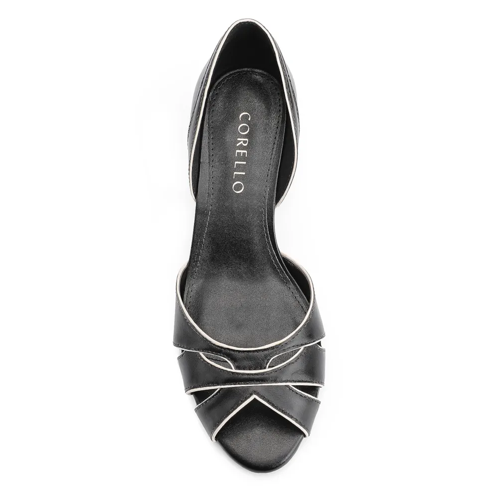 Peep Toe Kitten Couro Preto/Off White - imagem 5