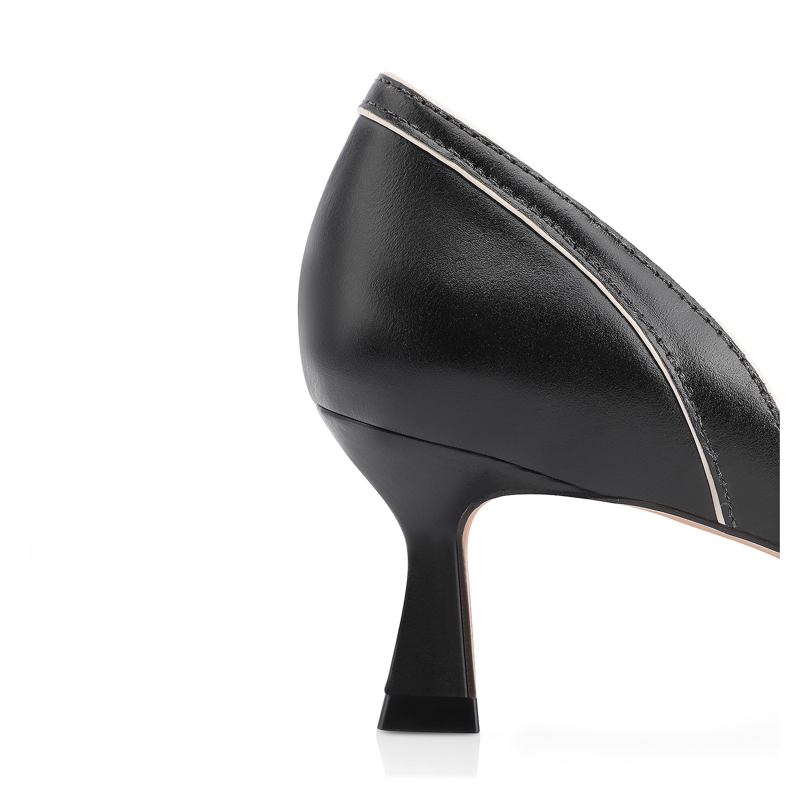 Peep Toe Kitten Couro Preto/Off White