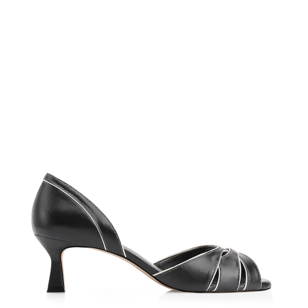 Peep Toe Kitten Couro Preto/Off White - imagem 2