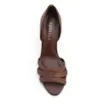 Peep Toe Marrom Escuro Salto Fino Alto Couro/Alt Tiras Tramadas - imagem 5
