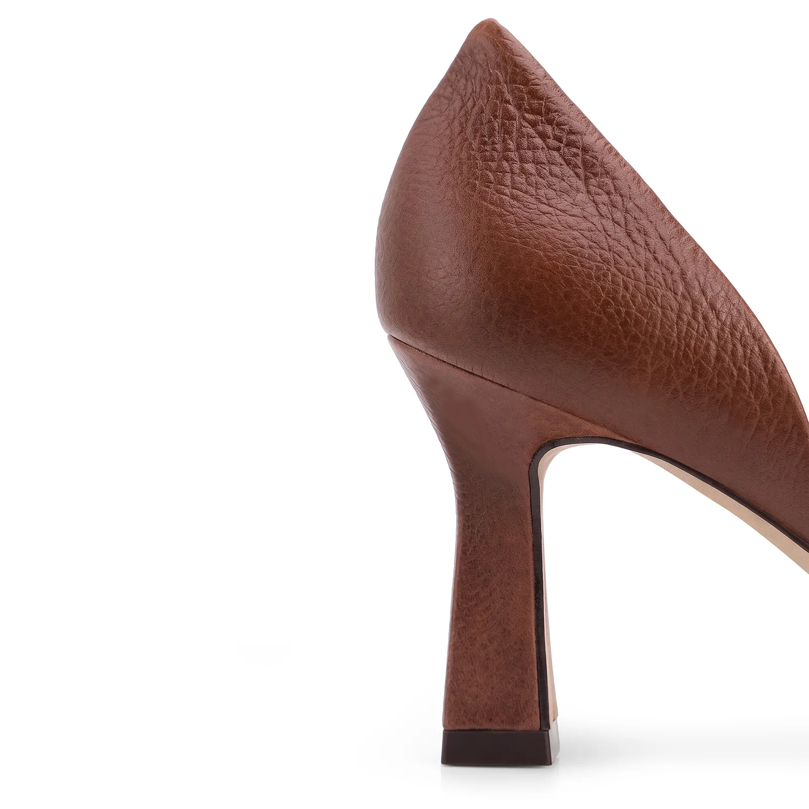 Peep Toe Marrom Escuro Salto Fino Alto Couro/Alt Tiras Tramadas