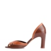 Peep Toe Marrom Salto Bloco Fino Alto Couro Tira Cruzada - imagem 4