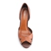 Peep Toe Marrom Salto Bloco Fino Alto Couro Tira Cruzada - imagem 5