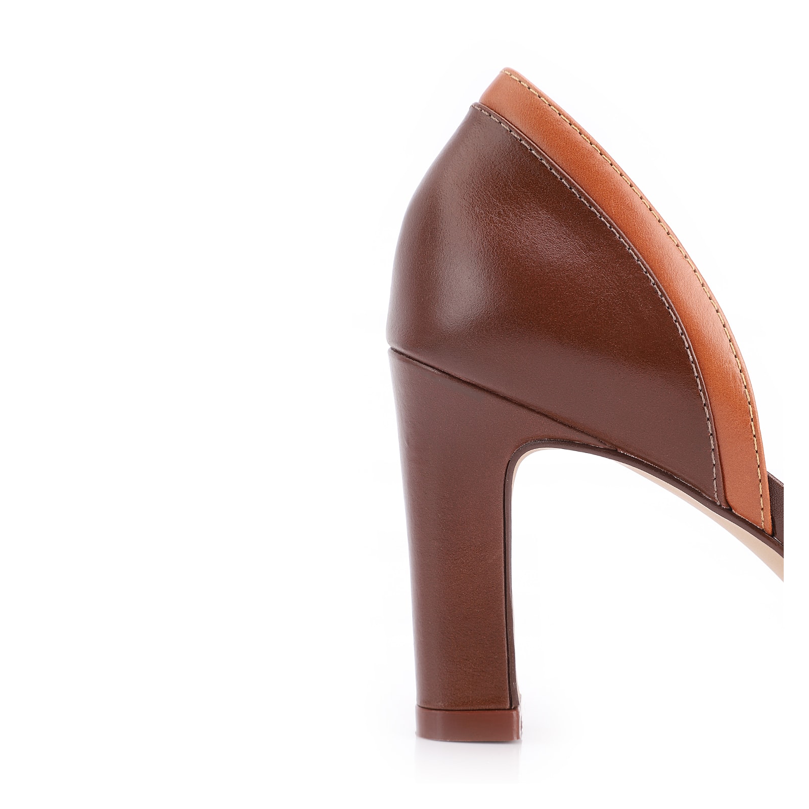 Peep Toe Marrom Salto Bloco Fino Alto Couro Tira Cruzada