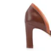 Peep Toe Marrom Salto Bloco Fino Alto Couro Tira Cruzada - imagem 7