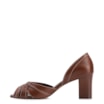 Peep Toe Marrom Salto Bloco Médio Couro Pesponto - imagem 4