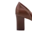 Peep Toe Marrom Salto Bloco Médio Couro Pesponto - imagem 7