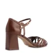  Peep Toe Marrom Salto Bloco Médio Couro Tiras Finas - imagem 3