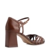 Peep Toe Marrom Salto Bloco Médio Couro Tiras Finas - imagem 3
